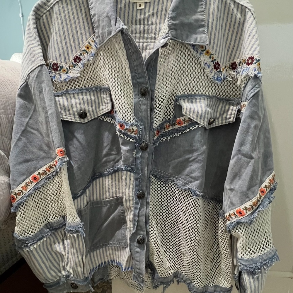 POU Gray Patchwork Jacket NWT - image 2